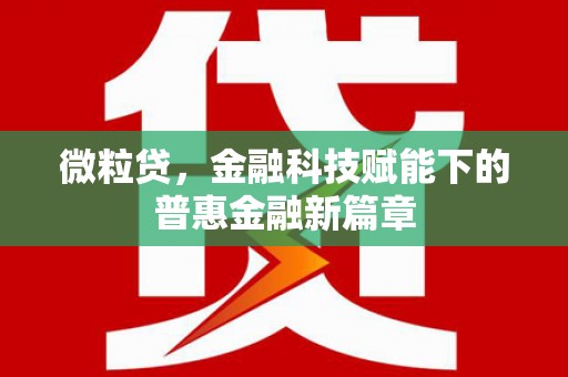 鹿谷微粒贷，金融科技赋能下的普惠金融新篇章