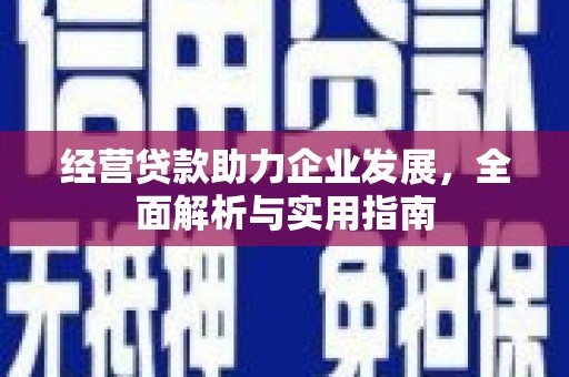 鹿谷经营贷款助力企业发展，全面解析与实用指南