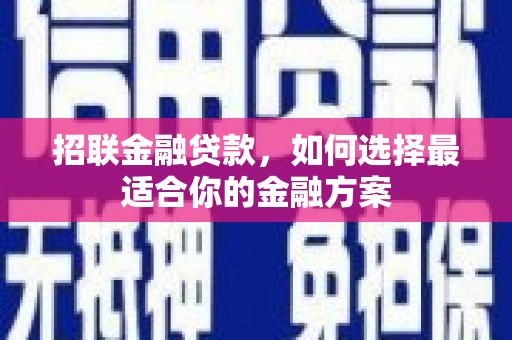 鹿谷招联金融贷款，如何选择最适合你的金融方案