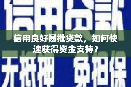 鹿谷信用良好易批贷款，如何快速获得资金支持？