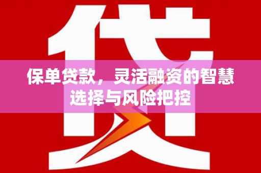 鹿谷保单贷款，灵活融资的智慧选择与风险把控