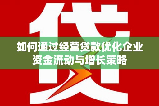 鹿谷如何通过经营贷款优化企业资金流动与增长策略