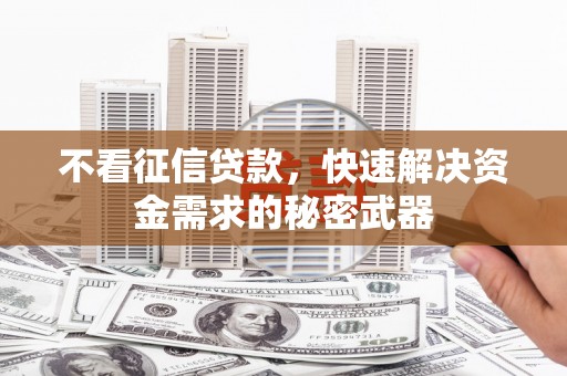 鹿谷不看征信贷款，快速解决资金需求的秘密武器