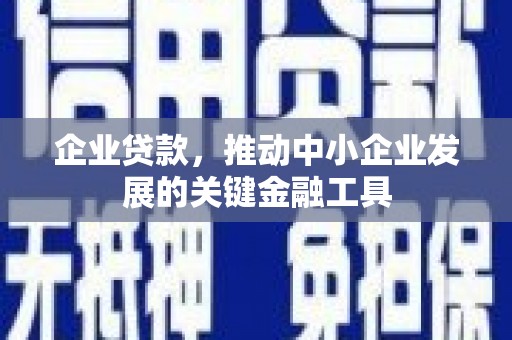 鹿谷企业贷款，推动中小企业发展的关键金融工具