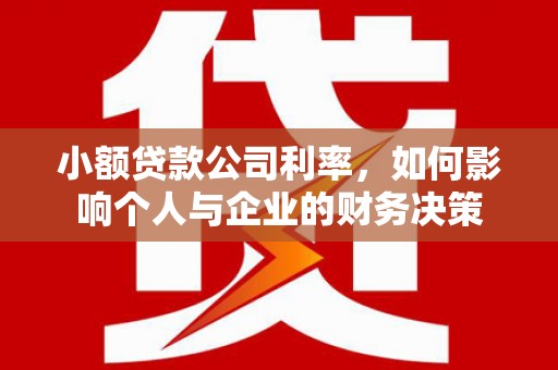 鹿谷小额贷款公司利率，如何影响个人与企业的财务决策
