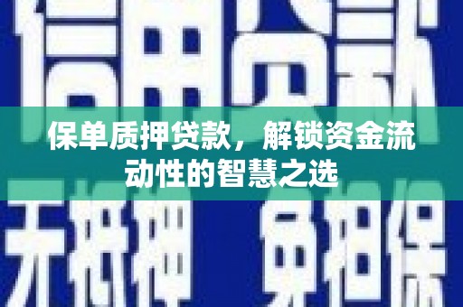 鹿谷保单质押贷款，解锁资金流动性的智慧之选