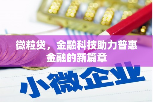 鹿谷微粒贷，金融科技助力普惠金融的新篇章