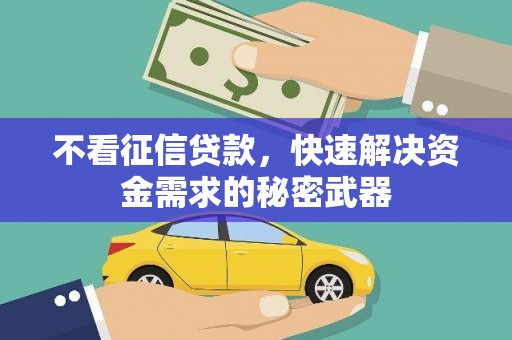 鹿谷不看征信贷款，快速解决资金需求的秘密武器