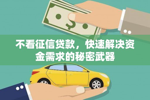 鹿谷不看征信贷款，快速解决资金需求的秘密武器