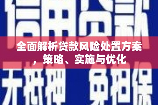 鹿谷全面解析贷款风险处置方案，策略、实施与优化