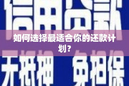 鹿谷如何选择最适合你的还款计划？